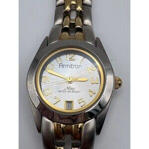 Vintage Armitron Now Women’s Two-Tone Date Watch - Water 165 Resist - New Batt